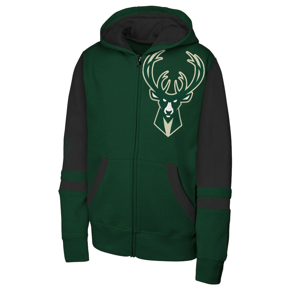 Milwaukee Bucks Outerstuff Youth Straight to the League Full-Zip Hoodie Hunter Green - NBA