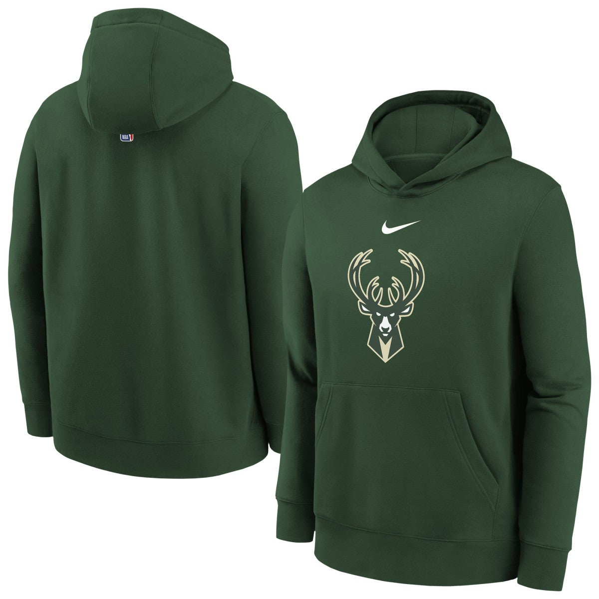Milwaukee Bucks Youth 2025/26 Club Fleece Hoodie Hunter Green - NBA