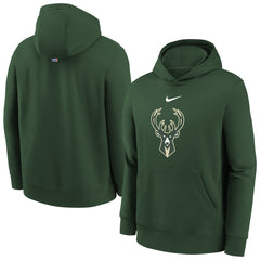 Milwaukee Bucks Youth 2025/26 Club Fleece Hoodie Hunter Green - NBA