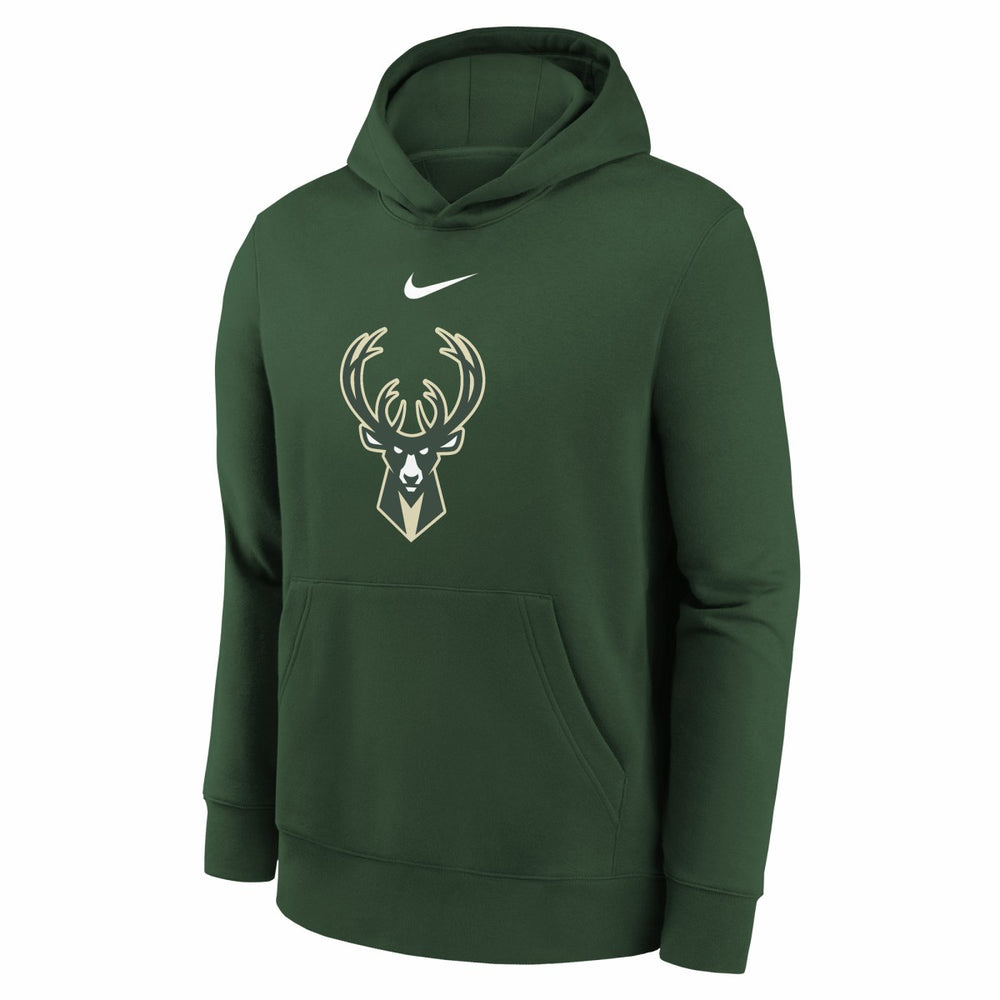 Milwaukee Bucks Youth 2025/26 Club Fleece Hoodie Hunter Green - NBA