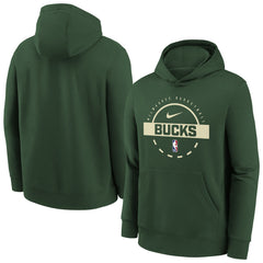 Milwaukee Bucks Youth 2025/26 Club Fleece Practice Hoodie Hunter Green - NBA