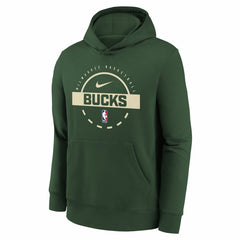 Milwaukee Bucks Youth 2025/26 Club Fleece Practice Hoodie Hunter Green - NBA