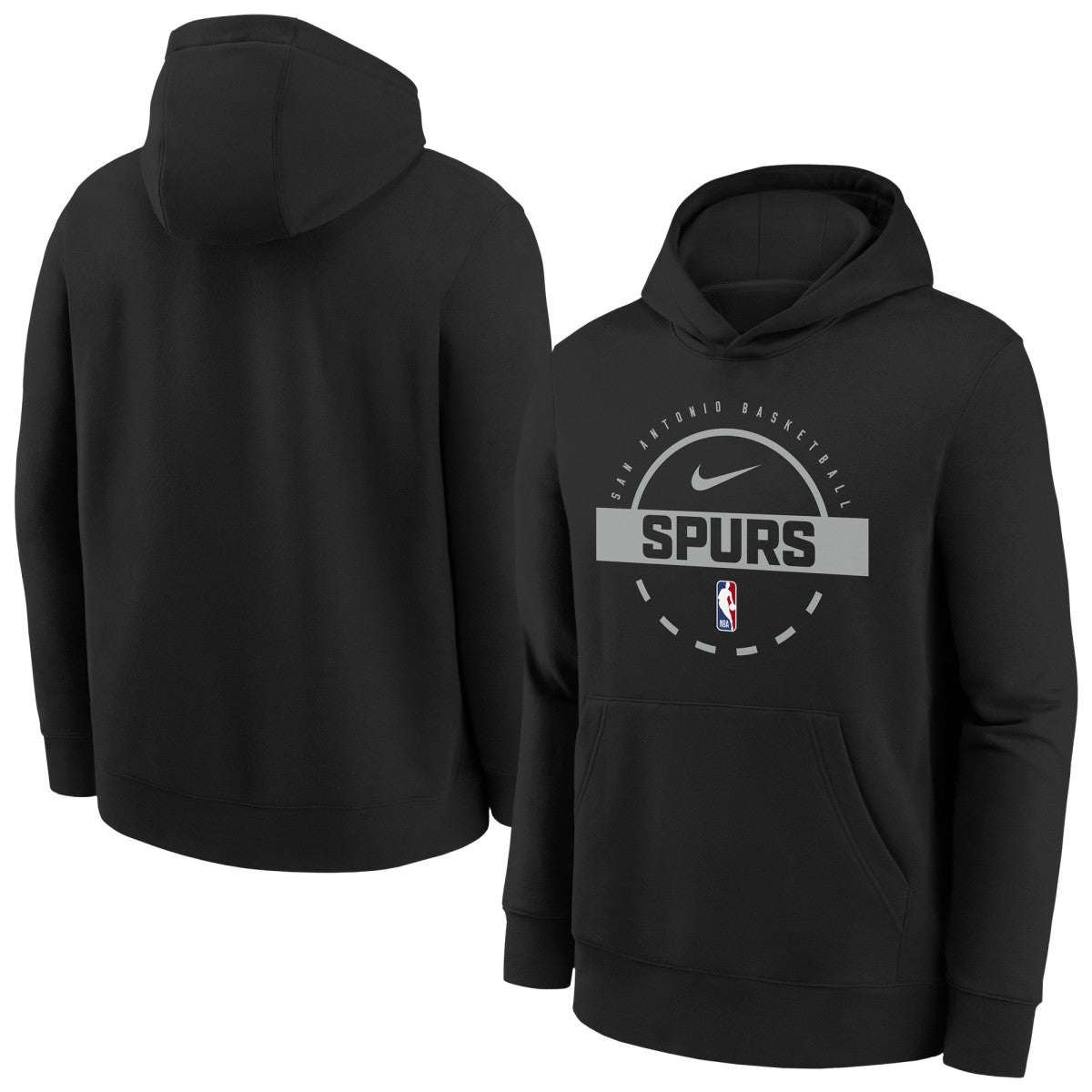 San Antonio Spurs Youth 2025/26 Club Fleece Practice Hoodie Black - NBA