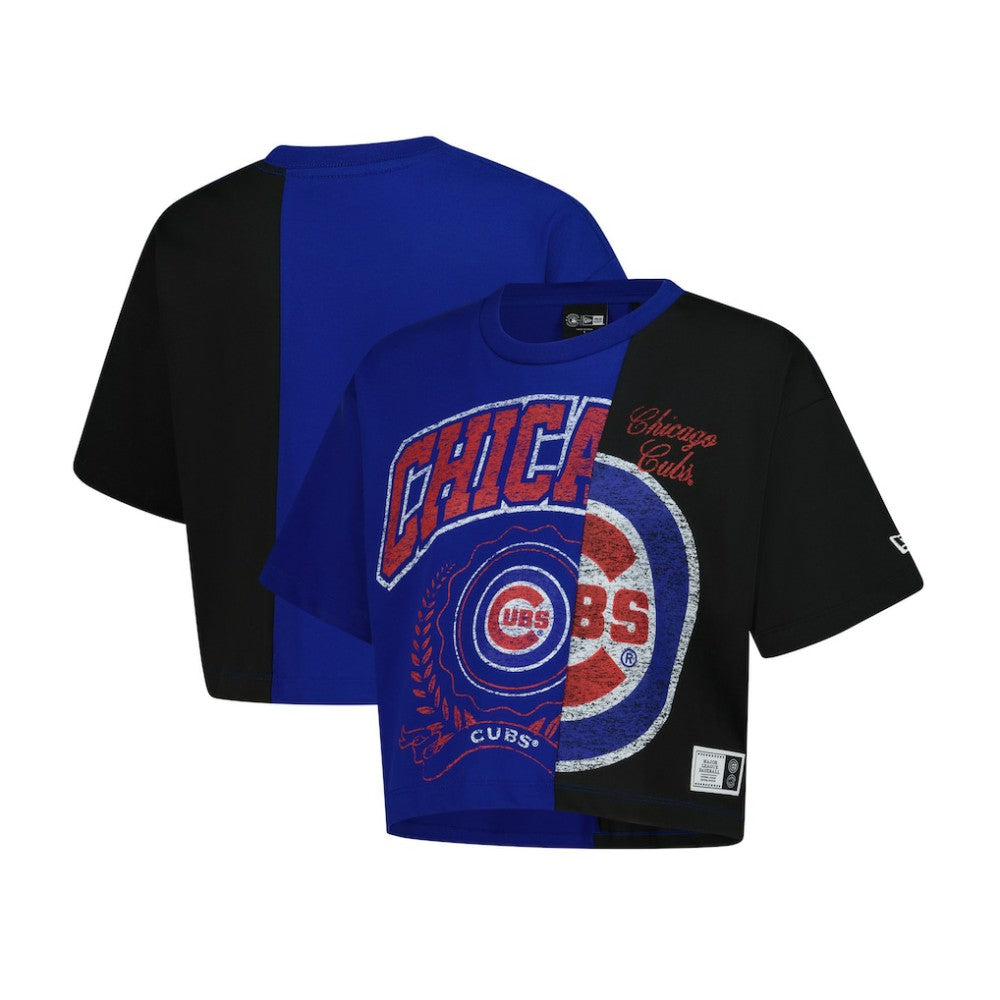 Chicago Cubs New Era Women's Upcycled Colorblocked Boxy Cropped T-Shirt - MLB