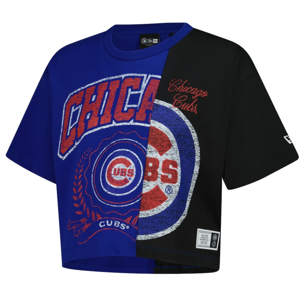 Chicago Cubs New Era Women's Upcycled Colorblocked Boxy Cropped T-Shirt - MLB