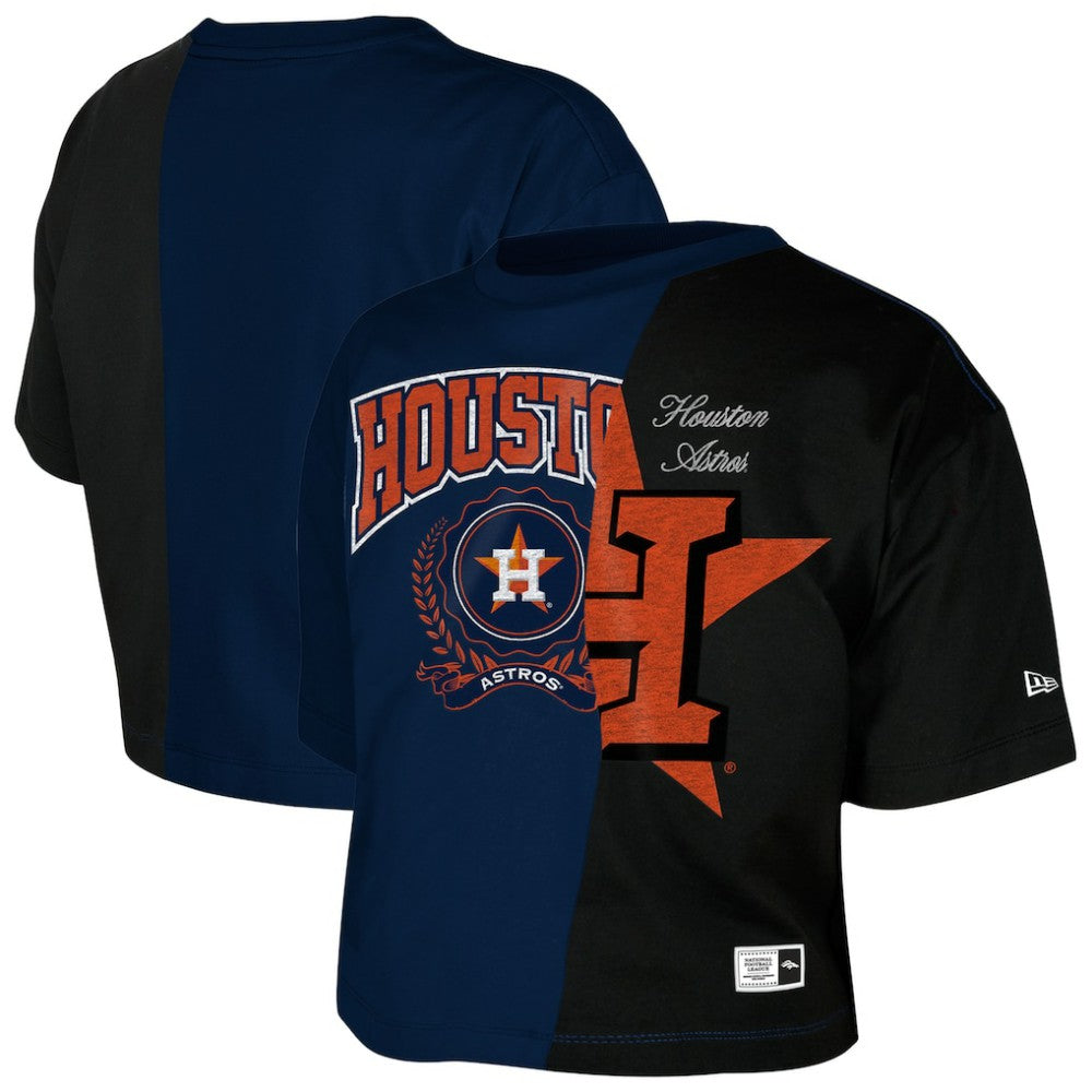 Houston Astros New Era Women's Upcycled Colorblocked Boxy Cropped T-Shirt - MLB