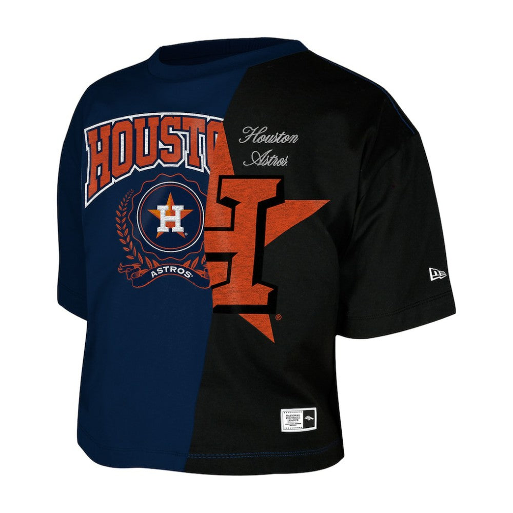 Houston Astros New Era Women's Upcycled Colorblocked Boxy Cropped T-Shirt - MLB