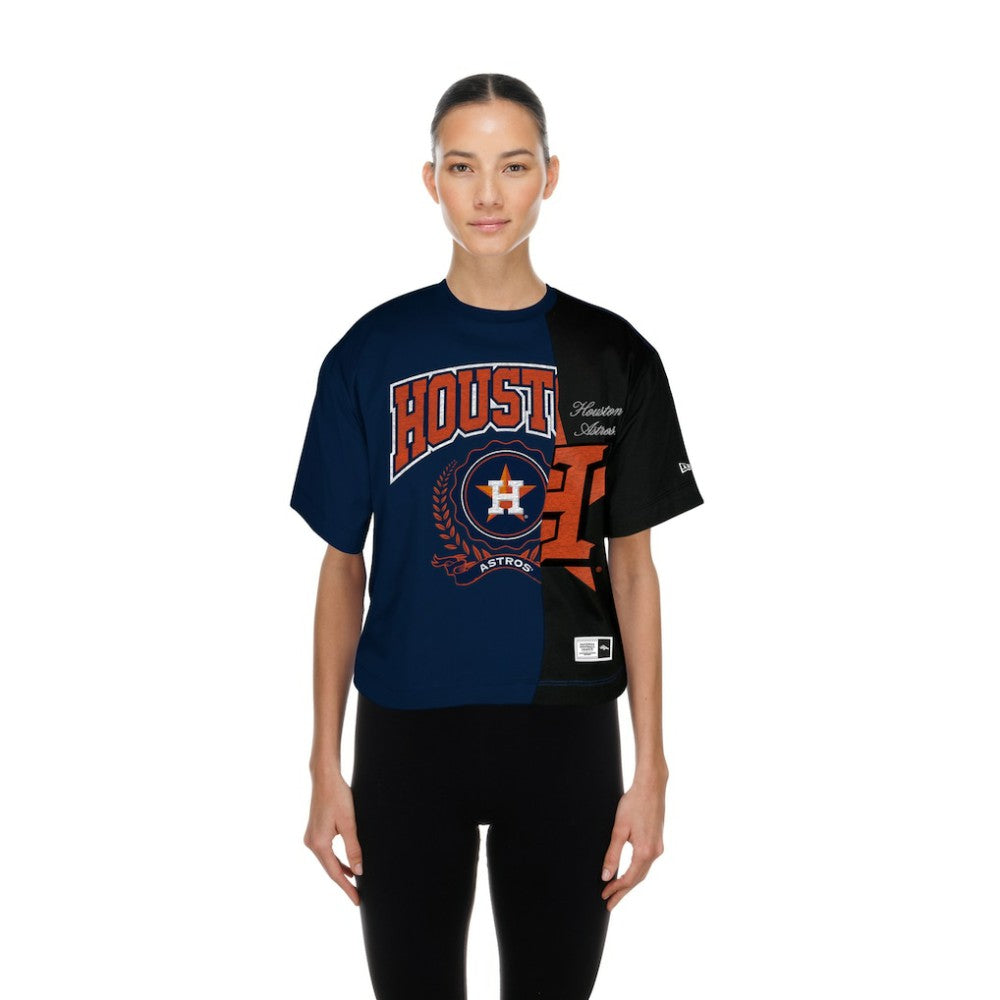 Houston Astros New Era Women's Upcycled Colorblocked Boxy Cropped T-Shirt - MLB