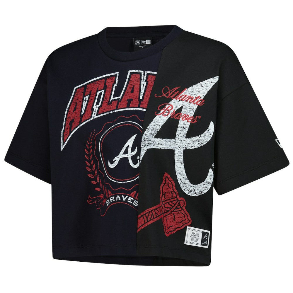 Atlanta Braves New Era Women's Upcycled Colorblocked Boxy Cropped T-Shirt - MLB