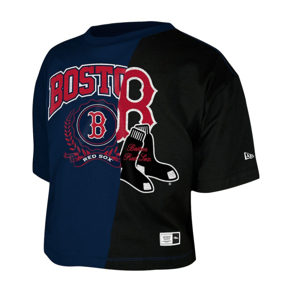 Boston Red Sox New Era Women's Upcycled Colorblocked Boxy Cropped T-Shirt - MLB