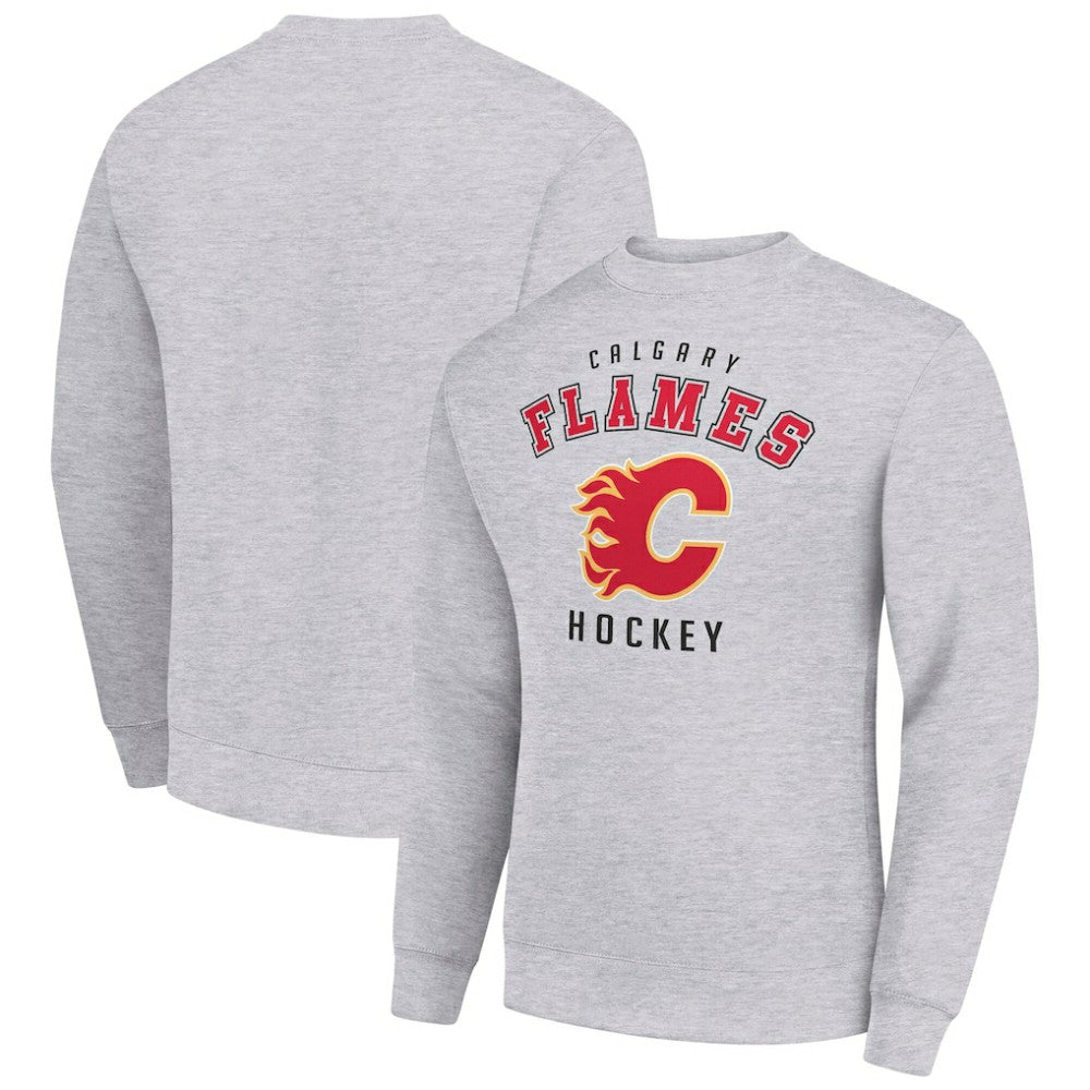 Calgary Flames Men's Starter Team Logo Fleece Pullover Sweatshirt - Heather Gray - NHL