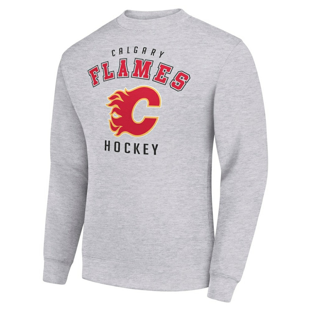 Calgary Flames Men's Starter Team Logo Fleece Pullover Sweatshirt - Heather Gray - NHL