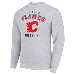 Calgary Flames Men's Starter Team Logo Fleece Pullover Sweatshirt - Heather Gray - NHL