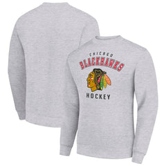 Chicago Blackhawks Men's Starter Team Logo Fleece Pullover Sweatshirt - Heather Gray - NHL