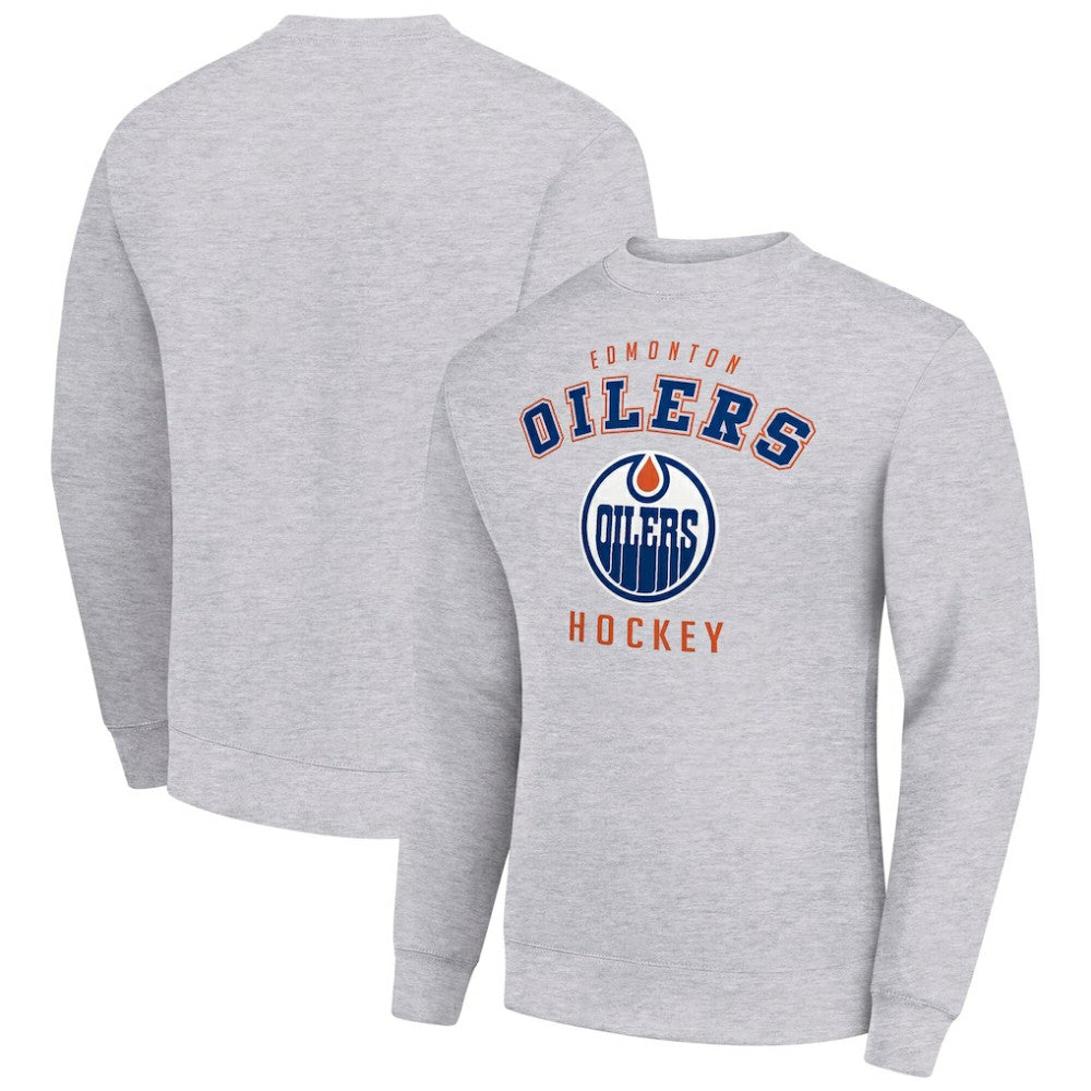 Edmonton Oilers Men's Starter Team Logo Fleece Pullover Sweatshirt - Heather Gray - NHL