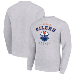 Edmonton Oilers Men's Starter Team Logo Fleece Pullover Sweatshirt - Heather Gray - NHL