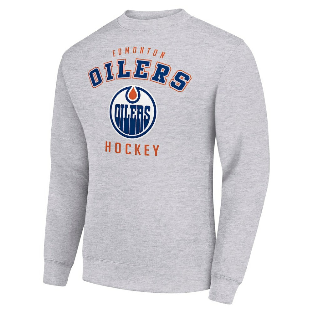 Edmonton Oilers Men's Starter Team Logo Fleece Pullover Sweatshirt - Heather Gray - NHL