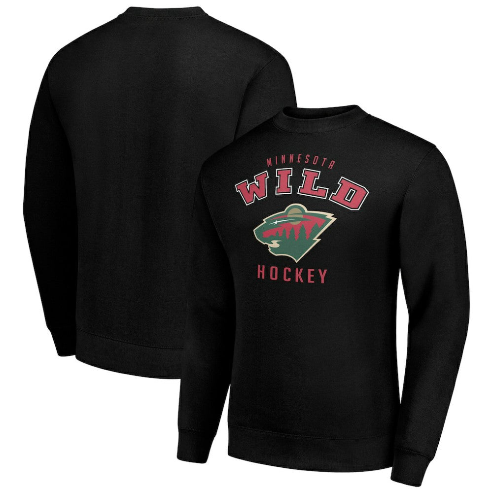 Minnesota Wild Men's Starter Team Logo Fleece Pullover Sweatshirt - Black - NHL