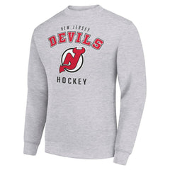New Jersey Devils Men's Starter Team Logo Fleece Pullover Sweatshirt - Heather Gray - NHL
