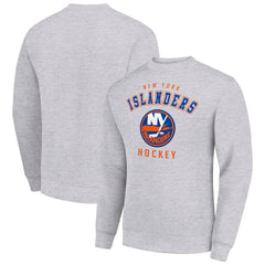 New York Islanders Men's Starter Team Logo Fleece Pullover Sweatshirt - Heather Gray - NHL