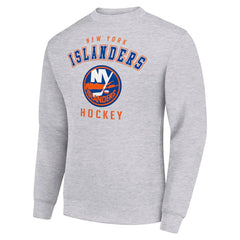 New York Islanders Men's Starter Team Logo Fleece Pullover Sweatshirt - Heather Gray - NHL