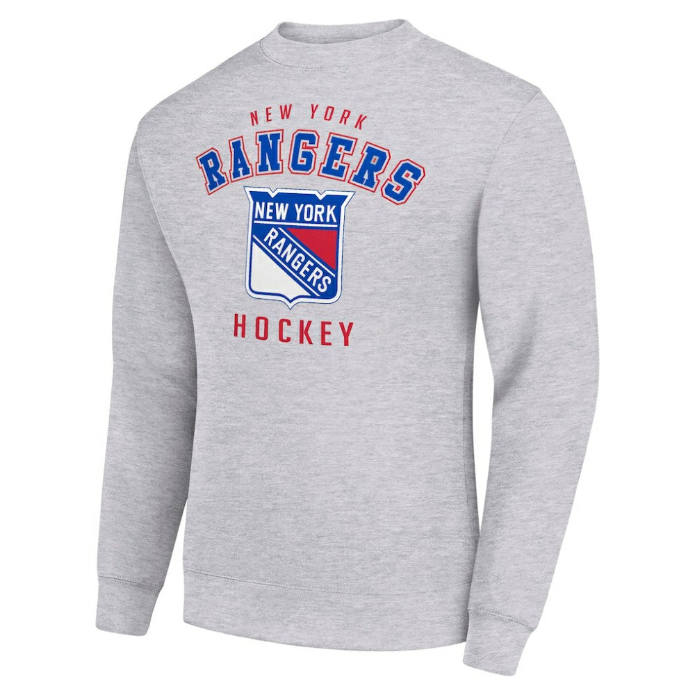 New York Rangers Men's Starter Team Logo Fleece Pullover Sweatshirt - Heather Gray - NHL