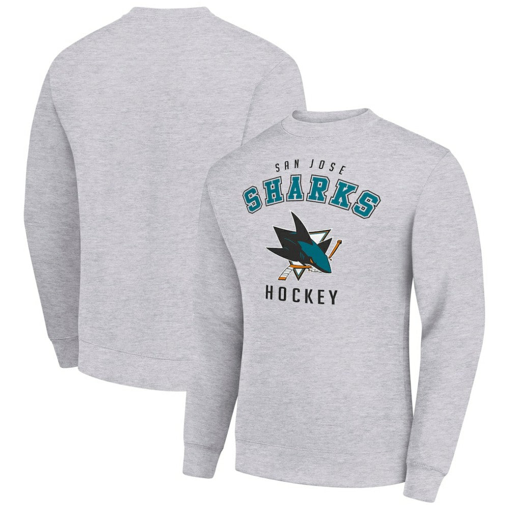 San Jose Sharks Men's Starter Team Logo Fleece Pullover Sweatshirt - Heather Gray - NHL