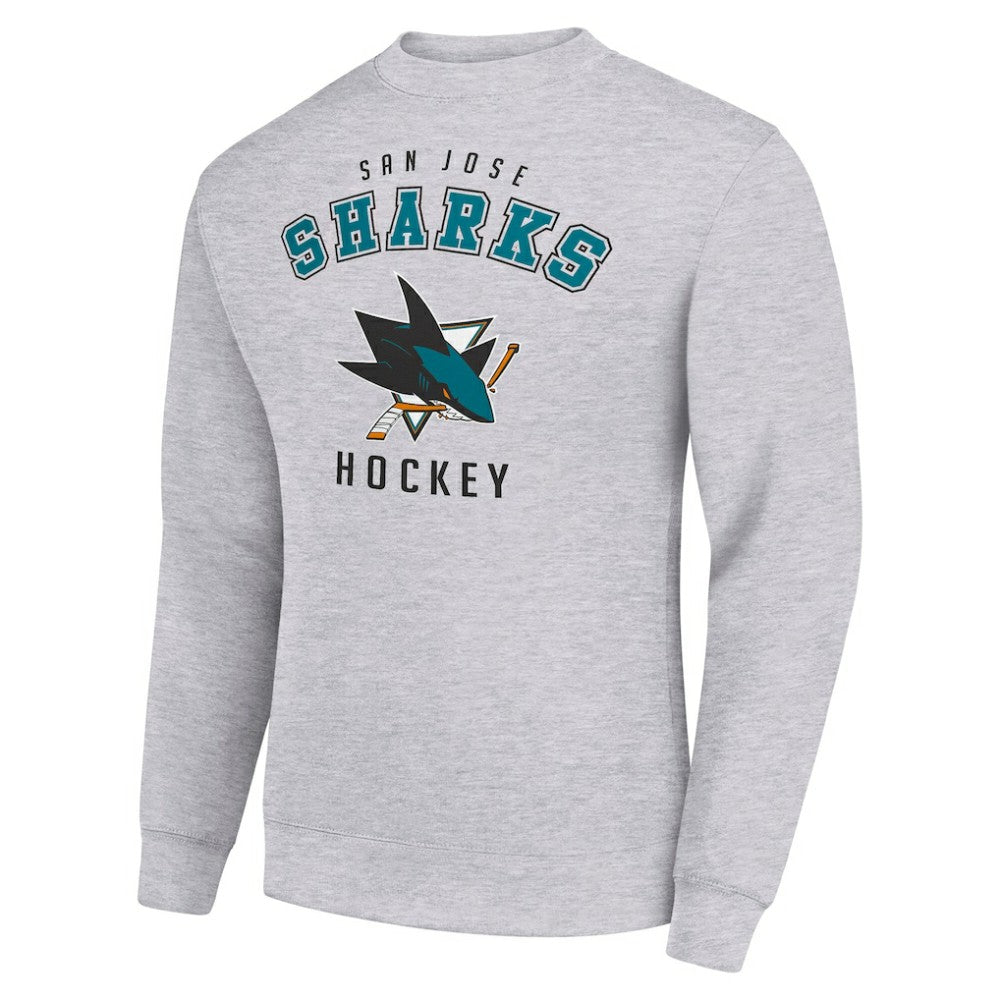 San Jose Sharks Men's Starter Team Logo Fleece Pullover Sweatshirt - Heather Gray - NHL