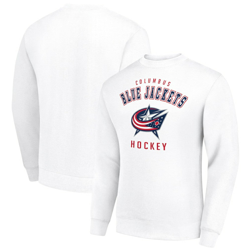 Columbus Blue Jackets Men's Starter Team Logo Fleece Pullover Sweatshirt - White - NHL