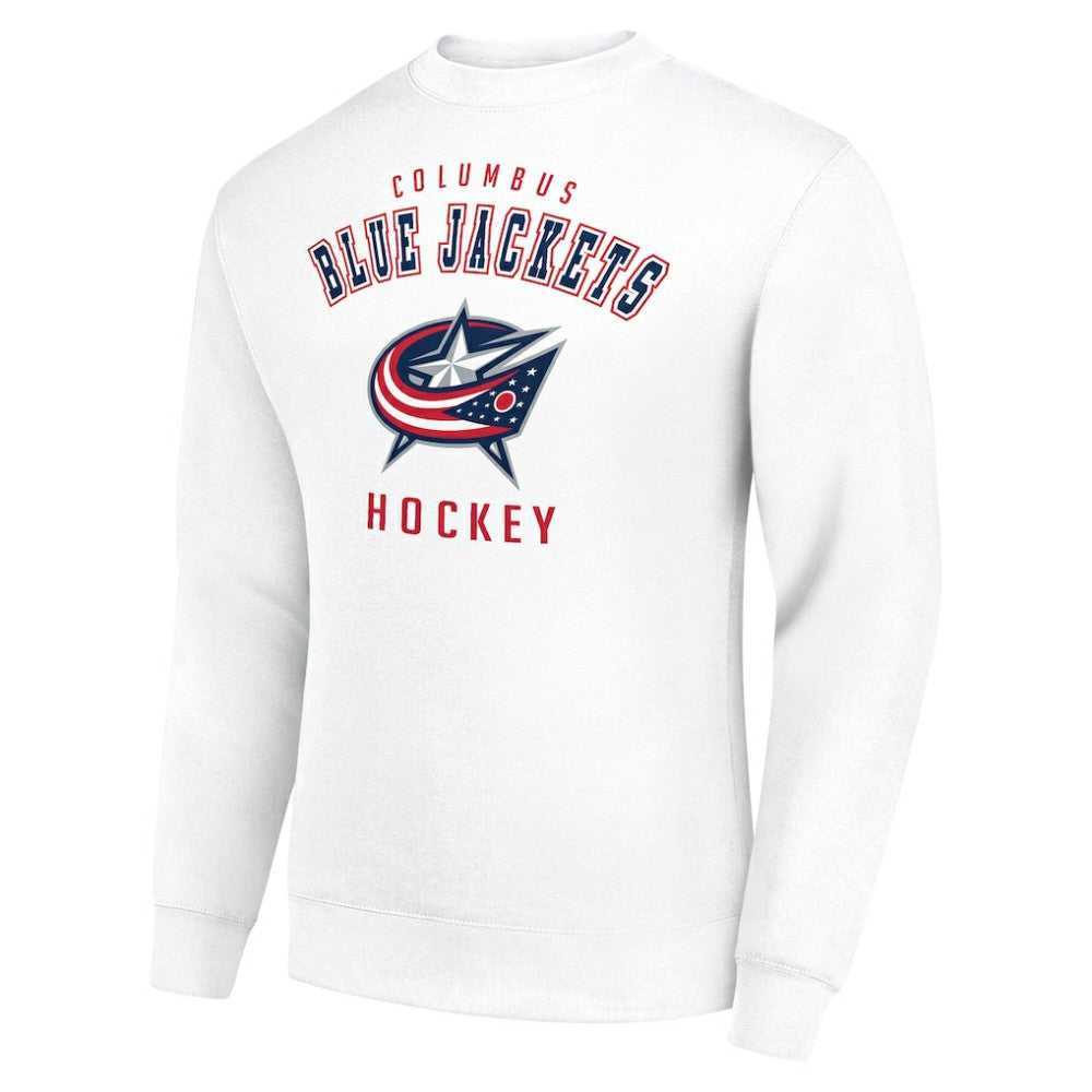 Columbus Blue Jackets Men's Starter Team Logo Fleece Pullover Sweatshirt - White - NHL