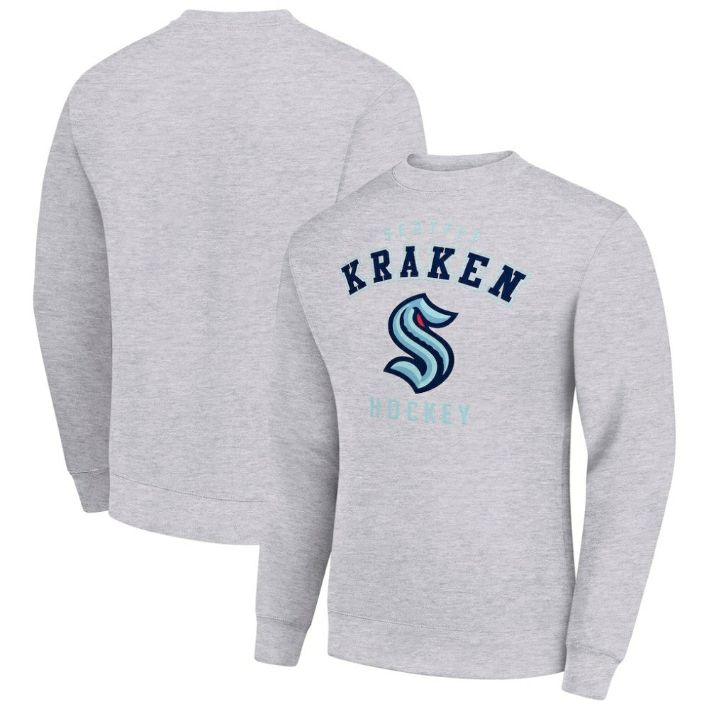 Seattle Kraken Men's Starter Team Logo Fleece Pullover Sweatshirt - Heather Gray - NHL
