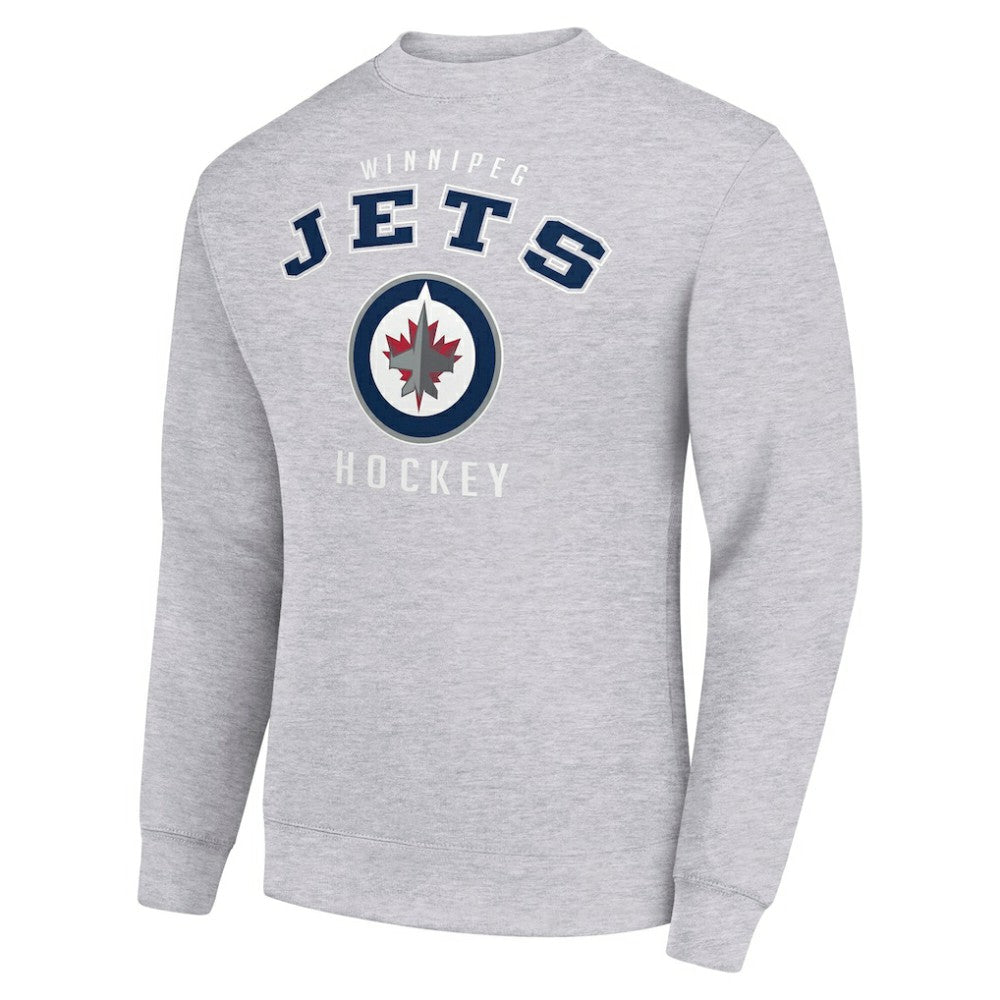 Winnipeg Jets Men's Starter Team Logo Fleece Pullover Sweatshirt - Heather Gray - NHL