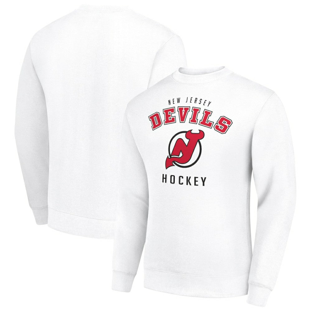 New Jersey Devils Men's Starter Team Logo Fleece Pullover Sweatshirt - White - NHL
