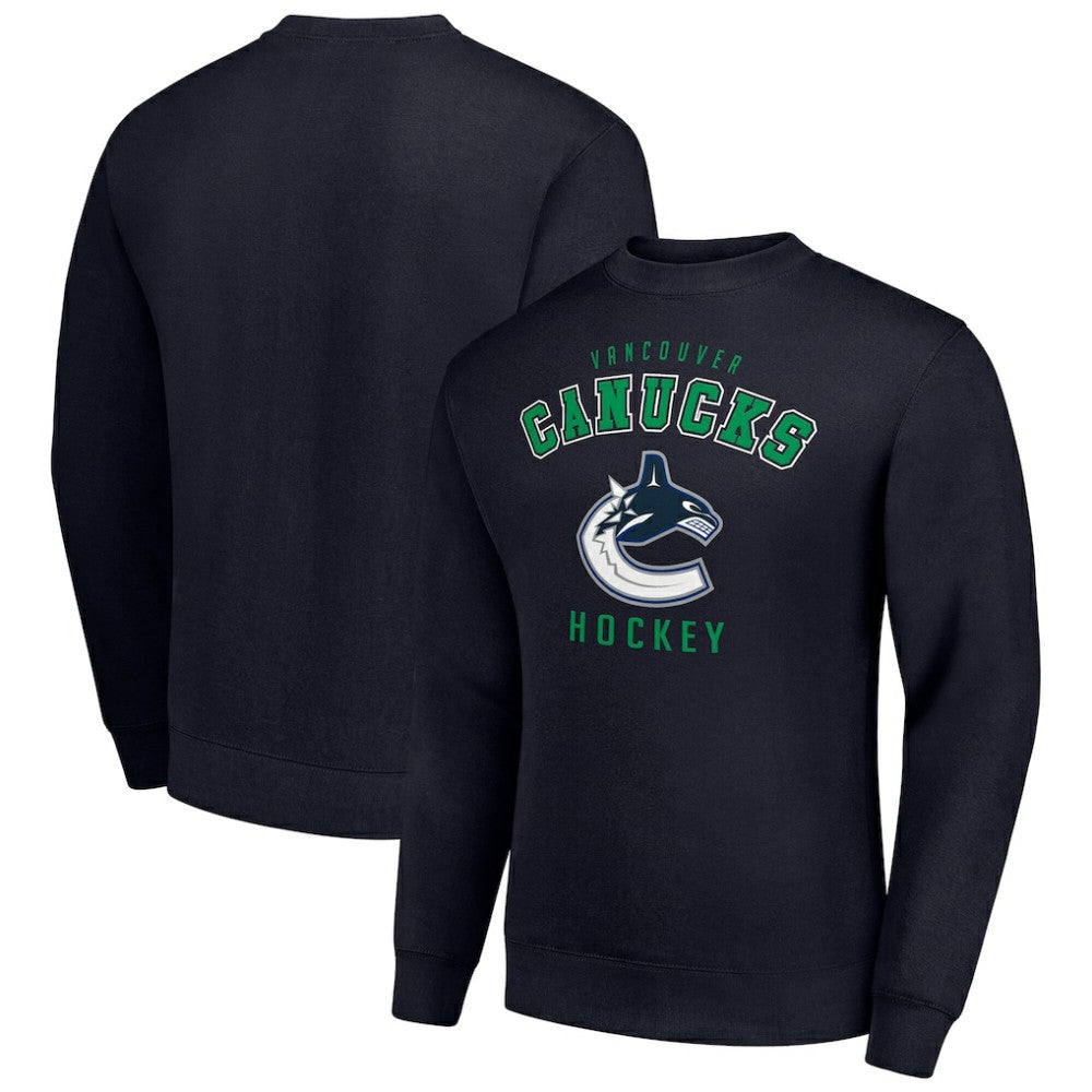 Vancouver Canucks Men's Starter Team Logo Fleece Pullover Sweatshirt - Navy - NHL