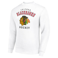 Chicago Blackhawks Men's Starter Team Logo Fleece Pullover Sweatshirt - White - NHL