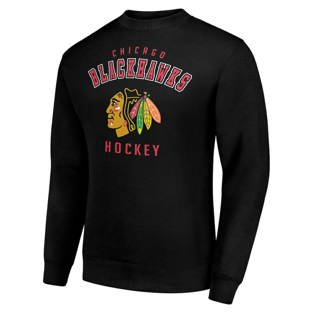 Chicago Blackhawks Men's Starter Team Logo Fleece Pullover Sweatshirt - Black - NHL