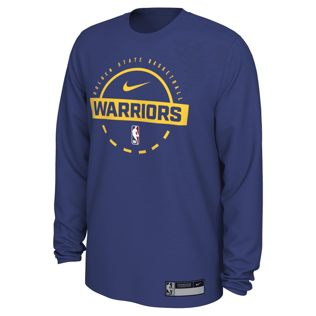 Golden State Warriors 2025/26 On-Court Flare Dri-FIT Practice Long Sleeve Tri-Blend T-Shirt Royal - NBA