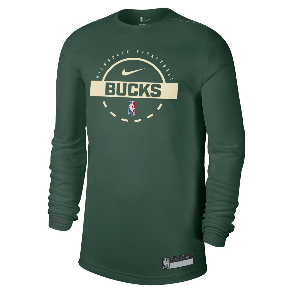 Milwaukee Bucks 2025/26 On-Court Flare Dri-FIT Practice Long Sleeve Tri-Blend T-Shirt Hunter Green - NBA