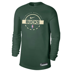 Milwaukee Bucks 2025/26 On-Court Flare Dri-FIT Practice Long Sleeve Tri-Blend T-Shirt Hunter Green - NBA
