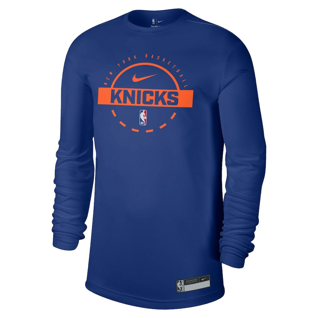 New York Knicks 2025/26 On-Court Flare Dri-FIT Practice Long Sleeve Tri-Blend T-Shirt Blue - NBA