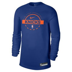 New York Knicks 2025/26 On-Court Flare Dri-FIT Practice Long Sleeve Tri-Blend T-Shirt Blue - NBA