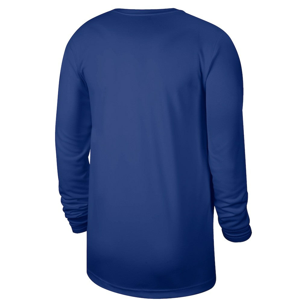 New York Knicks 2025/26 On-Court Flare Dri-FIT Practice Long Sleeve Tri-Blend T-Shirt Blue - NBA