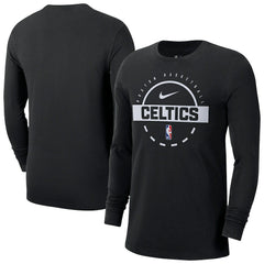Boston Celtics Authentic Long Sleeve Practice T-Shirt Black - NBA