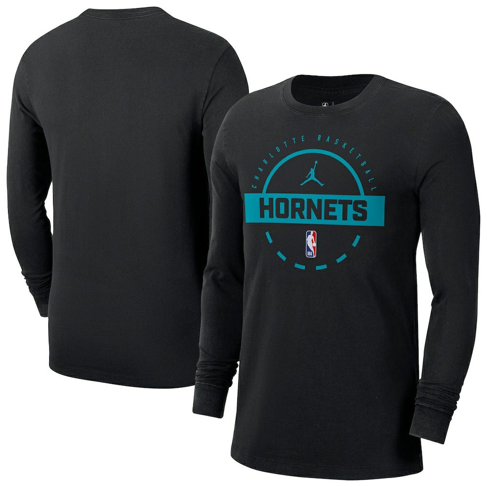 Charlotte Hornets Jordan Brand Authentic Long Sleeve Practice T-Shirt Black - NBA