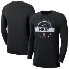 Miami Heat Authentic Long Sleeve Practice T-Shirt Black - NBA