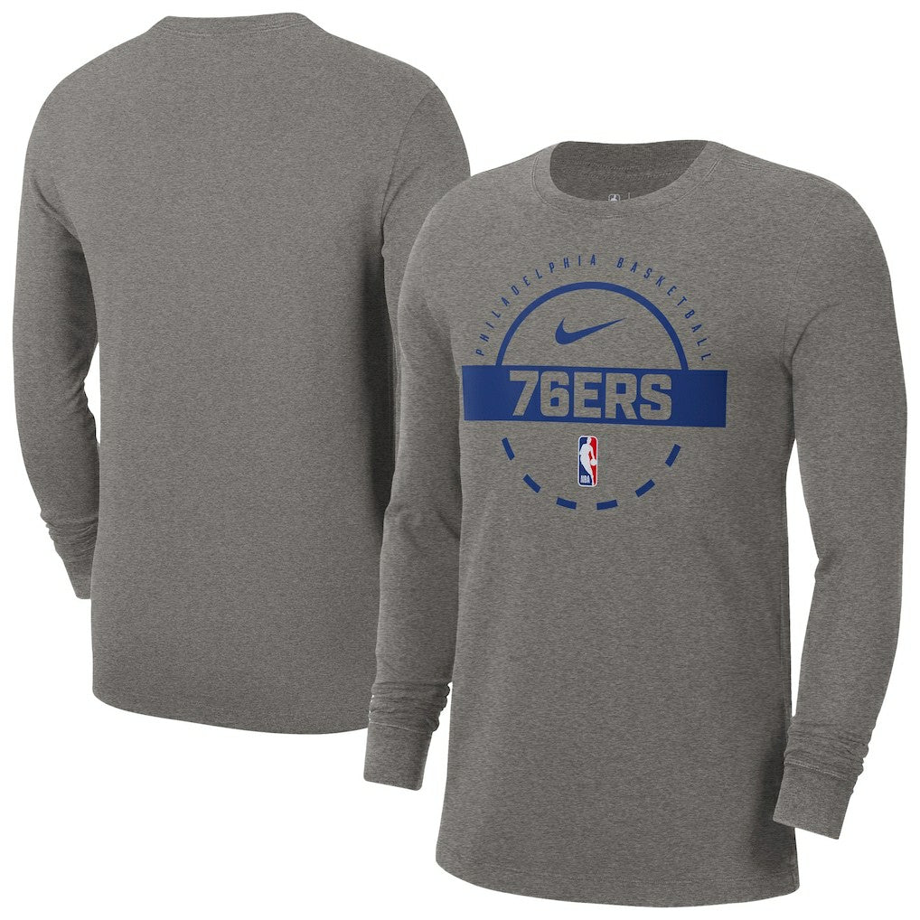 Philadelphia 76ers Authentic Long Sleeve Practice T-Shirt Charcoal - NBA