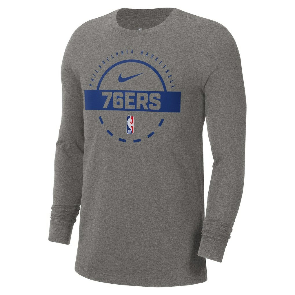 Philadelphia 76ers Authentic Long Sleeve Practice T-Shirt Charcoal - NBA