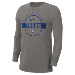 Philadelphia 76ers Authentic Long Sleeve Practice T-Shirt Charcoal - NBA