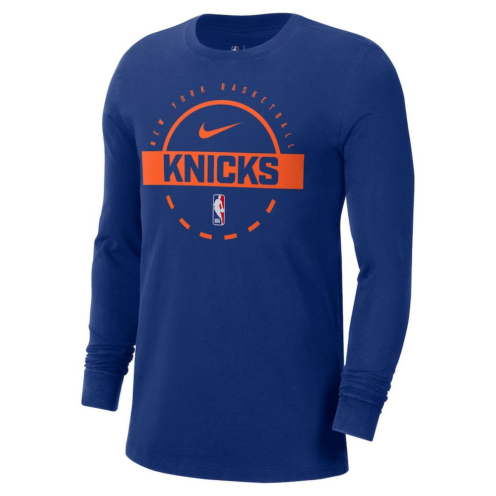 New York Knicks Authentic Long Sleeve Practice T-Shirt Blue - NBA