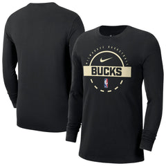 Milwaukee Bucks Authentic Long Sleeve Practice T-Shirt Black - NBA